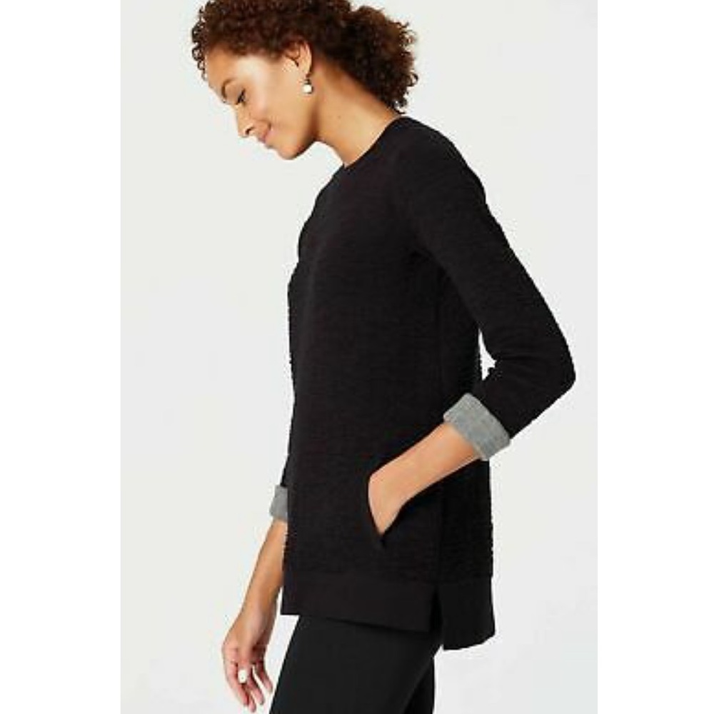 J Jill Pure Jill crinkled sweater tunic XSP black